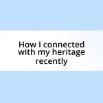 How I connected with my heritage recently