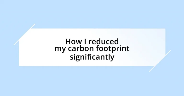 How I reduced my carbon footprint significantly