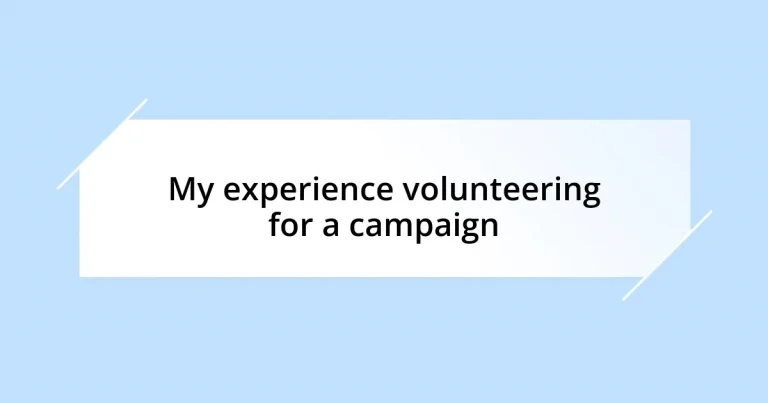 My experience volunteering for a campaign