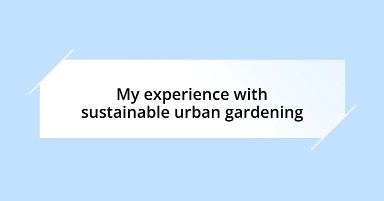 My experience with sustainable urban gardening