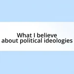 What I believe about political ideologies