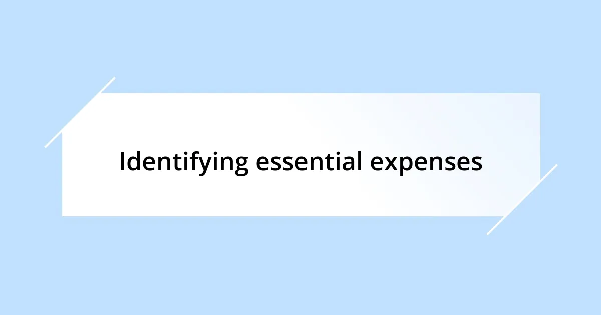 Identifying essential expenses