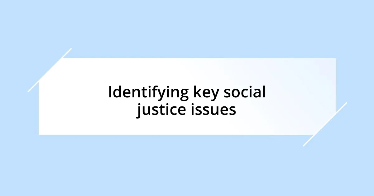 Identifying key social justice issues