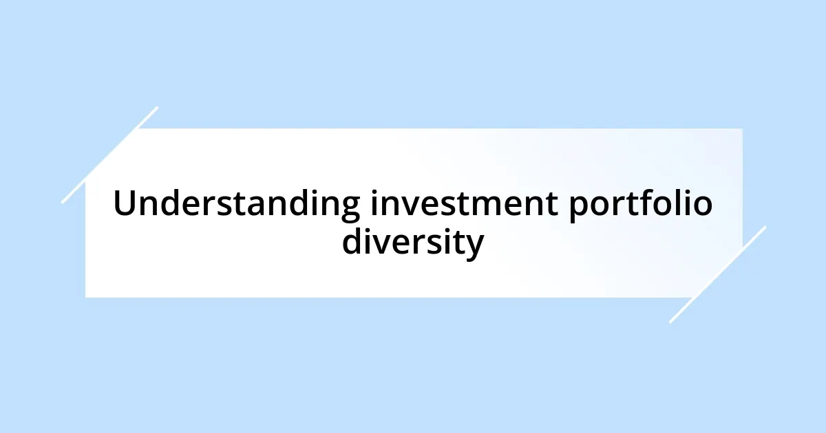 Understanding investment portfolio diversity