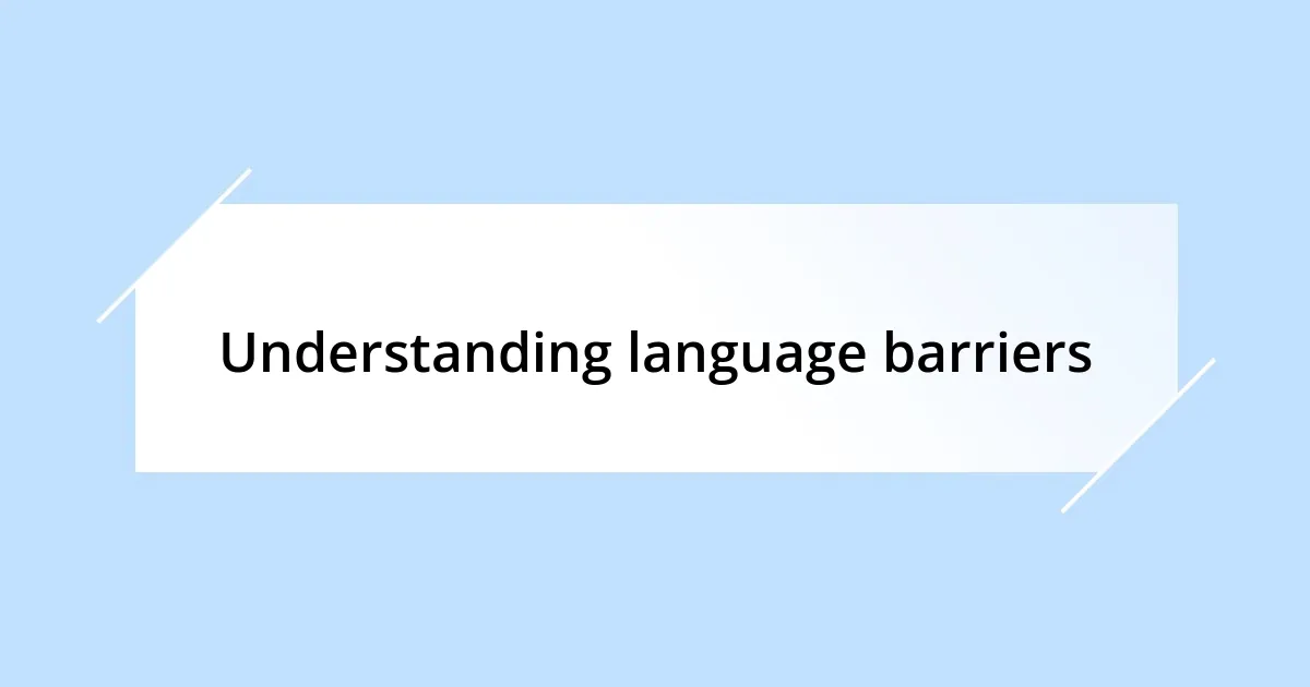 Understanding language barriers