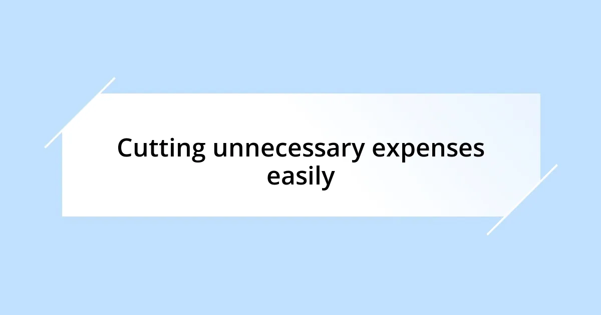 Cutting unnecessary expenses easily