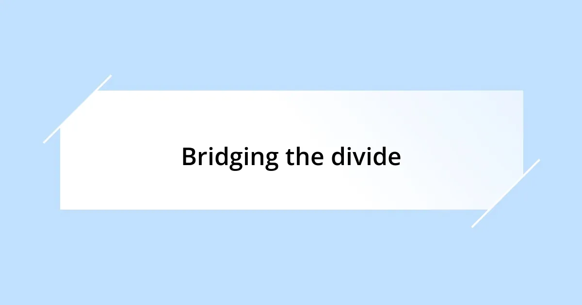 Bridging the divide