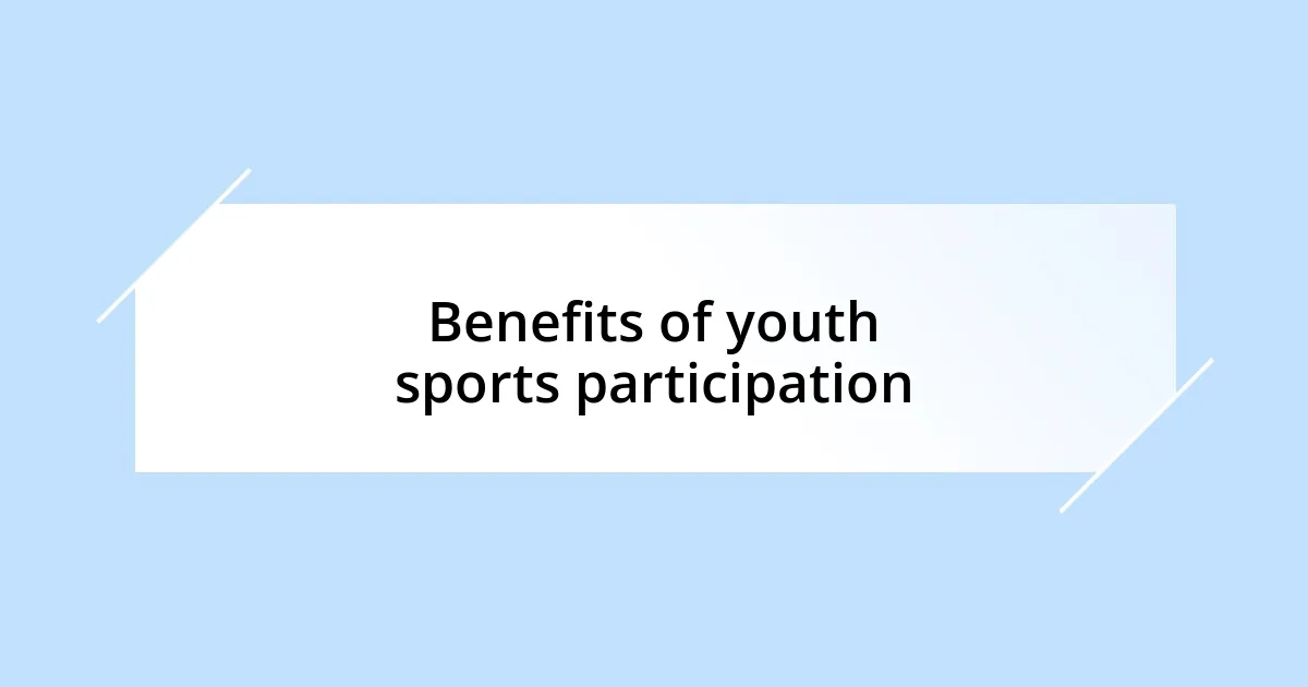 Benefits of youth sports participation