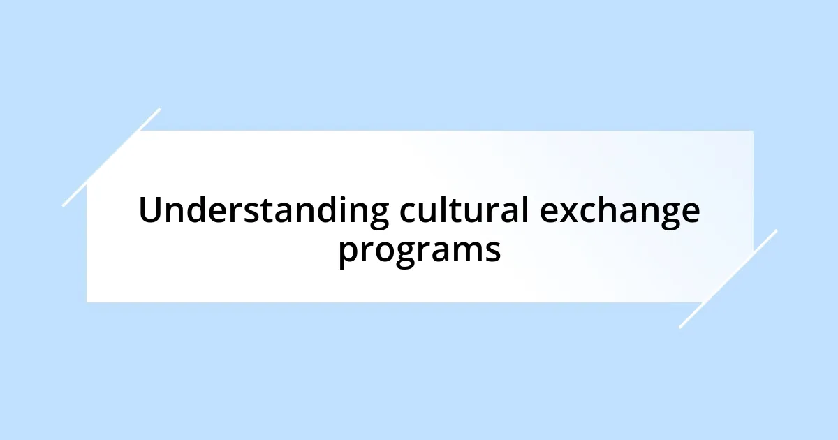 Understanding cultural exchange programs