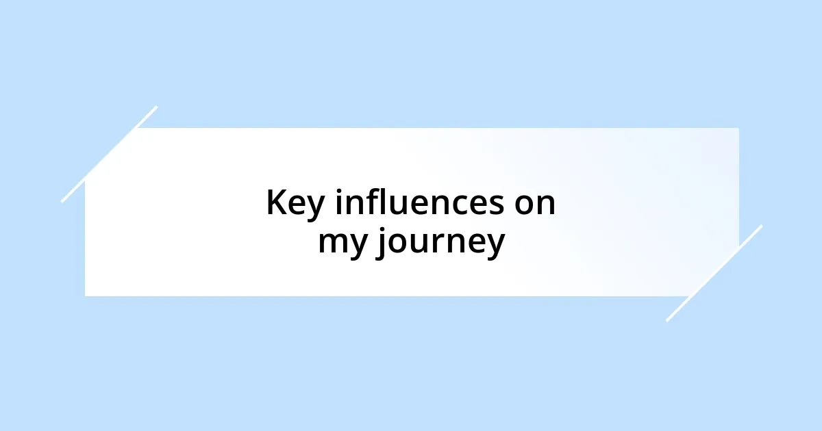 Key influences on my journey