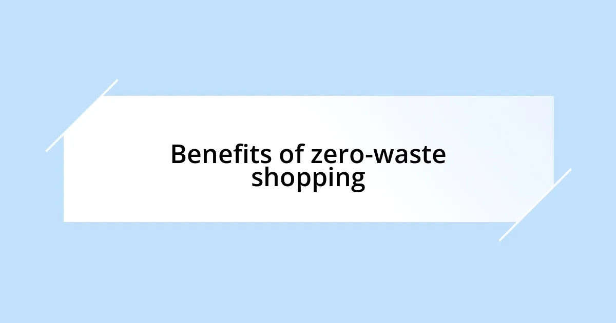 Benefits of zero-waste shopping